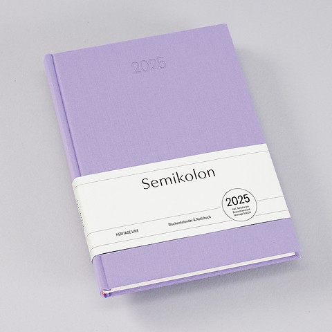 Wochenkalender & Notizbuch 2025 (A5) Leine, Deutsch Lilac Silk